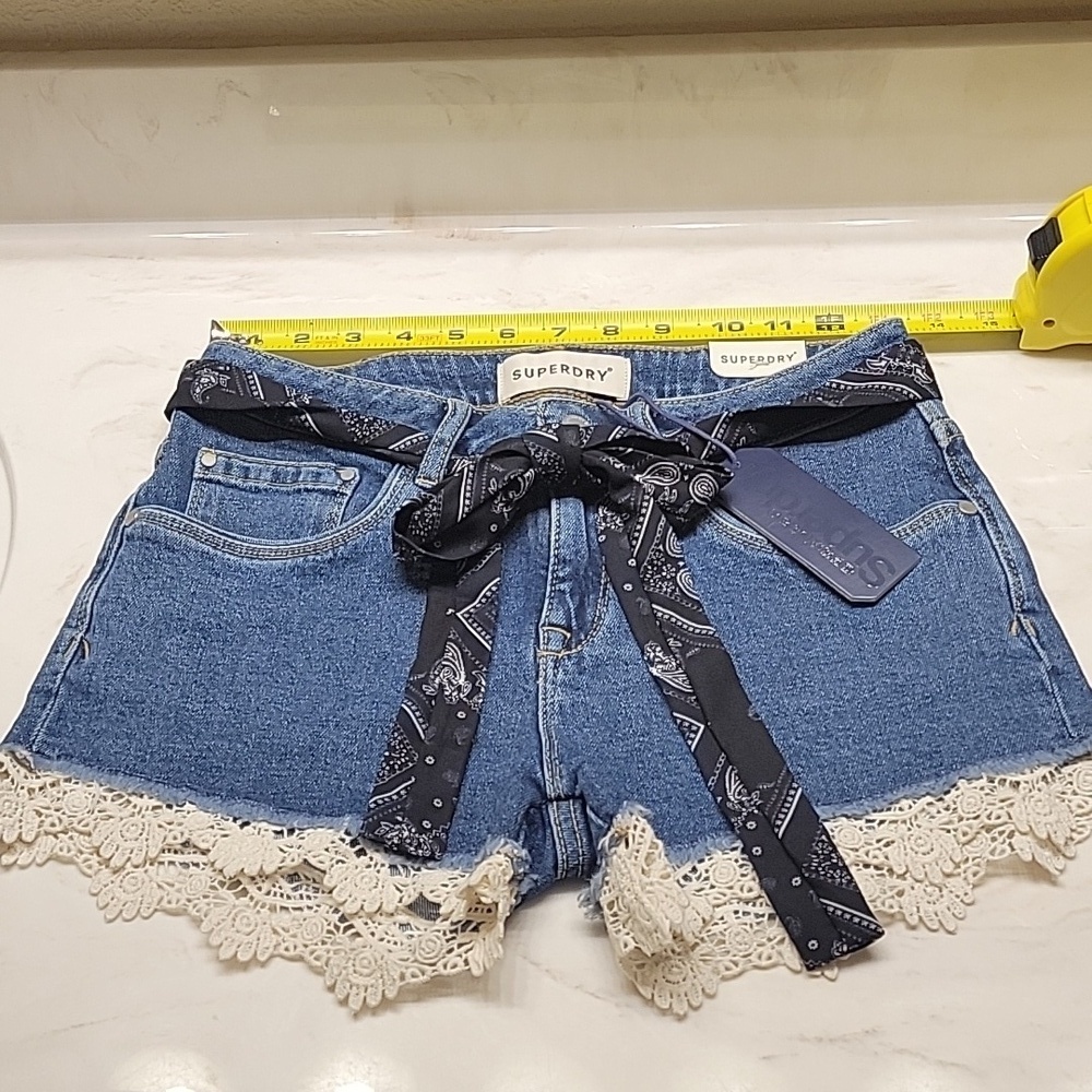 Superdry blue jean and Lace Shorts size 27 NWT - Picture 4 of 13